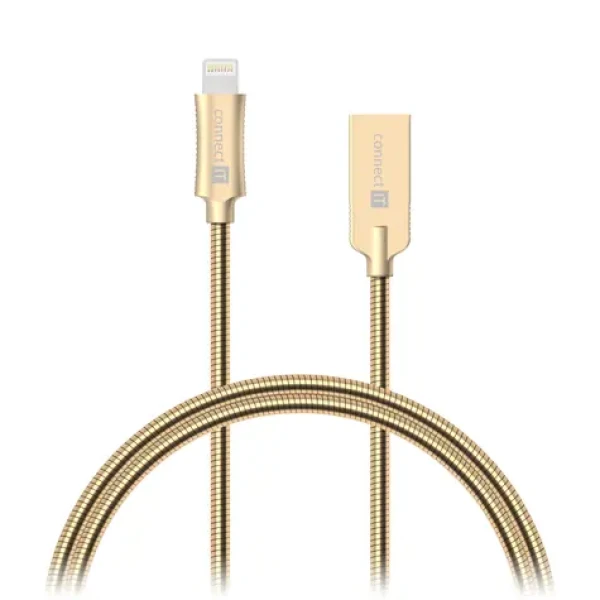 Connect IT Wirez Steel Knight Lightning - USB 1m metallic zlatá (CCA-4010-GD)