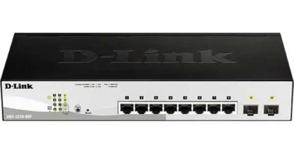 D-Link DGS-1210-08P / SMART switch / 8x GbE PoE+ / 2x SFP / PoE 65 W / bez ventilátora