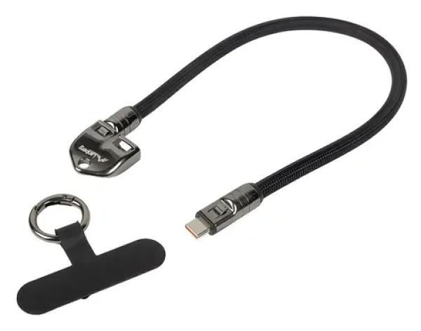 Lanberg USB-C - USB-C čierna / Kľúčenkový nabíjací kábel / 0,3 m / 240 W (CA-CMCM-10LN-0003-BK)