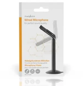 Nedis stolný mikrofón / Mikrofón / Káblový / 3,5 mm jack / Všesmerový / 1,8 m kábel (MICSJ100BK)