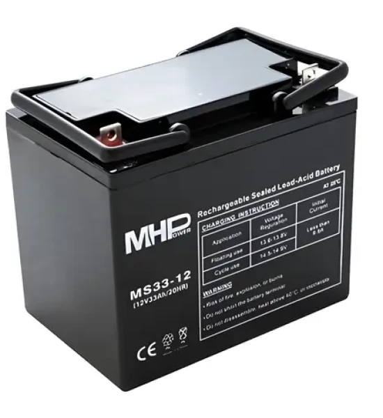 MHPower olovený akumulátor AGM 12V/33Ah / Olovený akumulátor / AGM / 12 V / 33 Ah / Terminál L2 (MS33-12)
