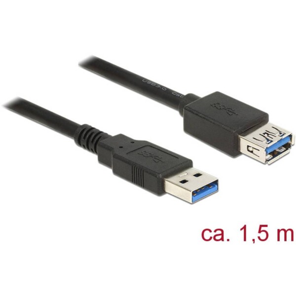 DeLock Predlžovací kábel USB 3.0 Typ-A samec USB 3.0 Typ-A samica 1.5 m čierna (85055-DE)