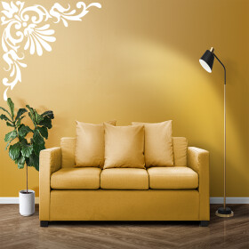 Veselá Stena Samolepka Ornament do rohu Farba: bílá, Veľkosť: 100 x 100 cm