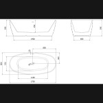MEXEN/S - Olea voľne stojaca vaňa vzor 170 x 80, biela, sifón a prepad zlatá kartáčovaná 52821708000-55