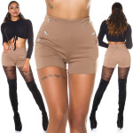 Sexy Koucla high waist shorts with pockets CAPPUCCINO L