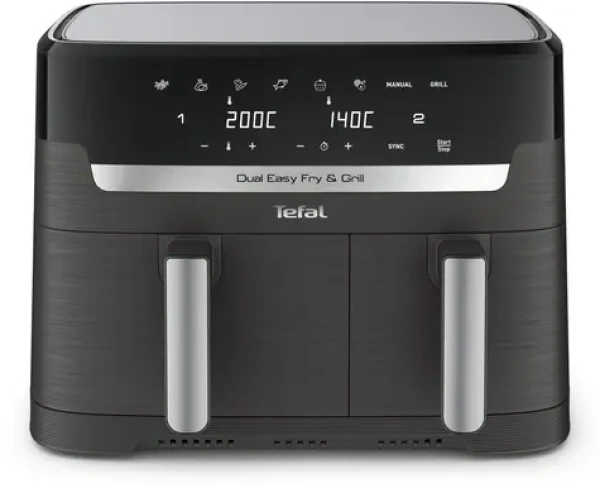 TEFAL Dual Easy Fry Grill EY905B sivá / Teplovzdušná fritéza / 2700 W / 8,3 l / 8 programov (EY905B)