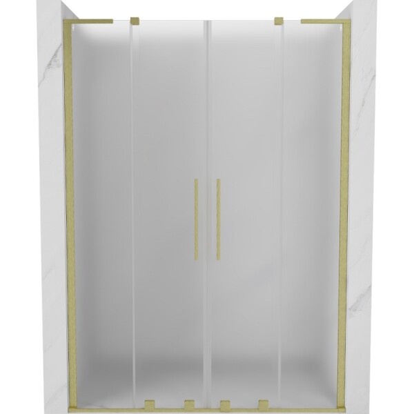 MEXEN/S - Velar L Duo posuvné sprchové dvere 140, dekor, zlatá kartáčovaná 871-140-003-32-55