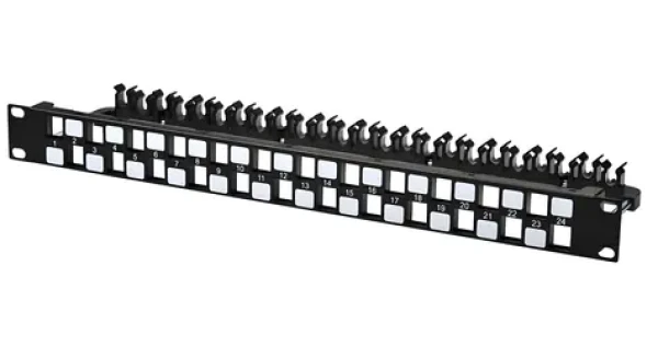 Lanview STP Cat6a 24 portov čierny / Patch panel / 19" / 1U / RJ-45 / oceľ (LVN127597)
