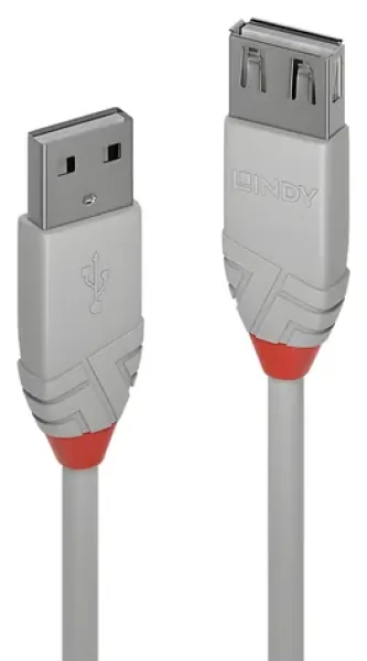 Lindy Anthra Line šedá / Prodlužovací kabel / USB 2.0 / USB-A - USB-A / 3 m (36714)