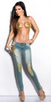 Sexy KouCla skinny-jeans with chains denimblue