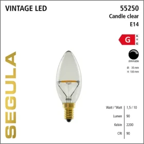 SEGULA LED Balancia číra / Žiarovka / E14 / 1,5 W (10W) / 90lm / 2200K / stmievateľná (55250)