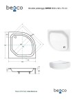 BESCO - Štvrťkruhová sprchová vanička DIPER II - Nožičky k vani - Bez nožičiek, Rozmer A - 90, Rozmer B - 90 VANKDIPERII90