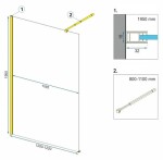 REA/S - Sprchová zástena AERO N 120 walk-in + polica a vešiak EVO - zlatá KPL-K8443