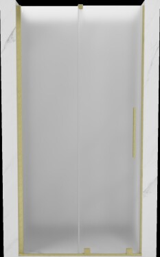 MEXEN/S - Velár posuvné sprchové dvere 100, dekor, zlatá kartáčovaná 871-100-000-31-55