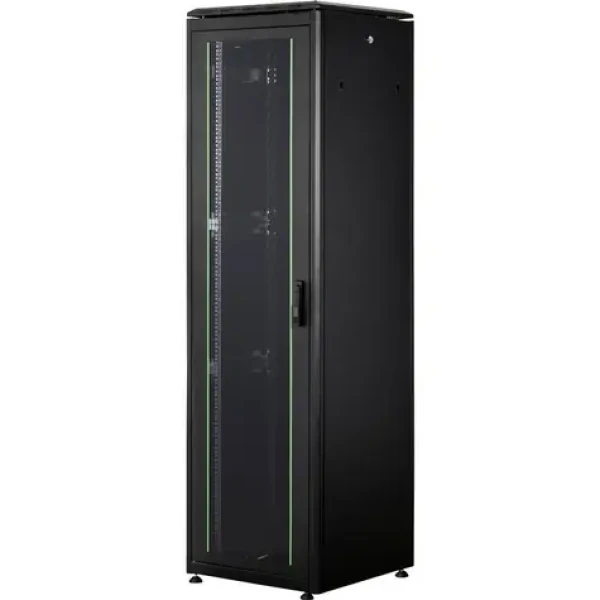 Digitus Unique 42U 2053x600x600mm čierna / Rozvádzač / 19" / nosnosť 800 kg / sklenené dvere / IP20 (DN-19 42U-6/6-B-1)