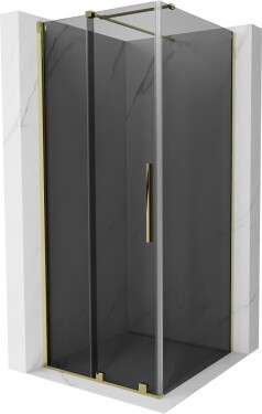 MEXEN/S - Velár sprchovací kút, posuvné dvere 90 x 90, grafit, zlato 871-090-090-41-50