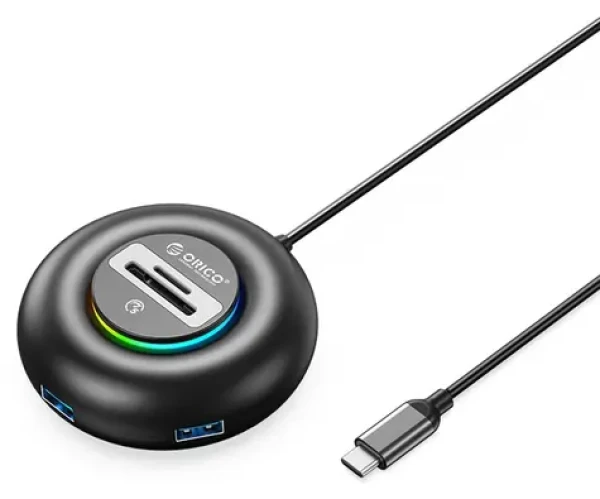 Orico YXR5-C3 čierna / USB hub / 4X USB-A 3.0 / čítačka SD a microSD / kábel 0,3 m
