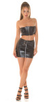 Sexy 2v1 Bandeau Crop Top flitrami zipsom black