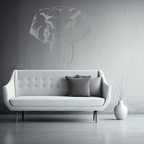 Veselá Stena Samolepka Hlava Slona Farba: šedá, Veľkosť: 100 x 97 cm