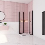 H K - Sprchovací kút MELODY BLACK R176, 100x76 cm so zalamovacími dverami SE-MELODYBLACKR176