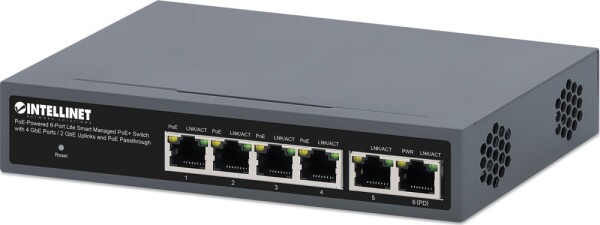 Intellinet Network Solutions INTELLINET 6-Port PoE Powered Gbit PoE+ Switch Passthr. 60W