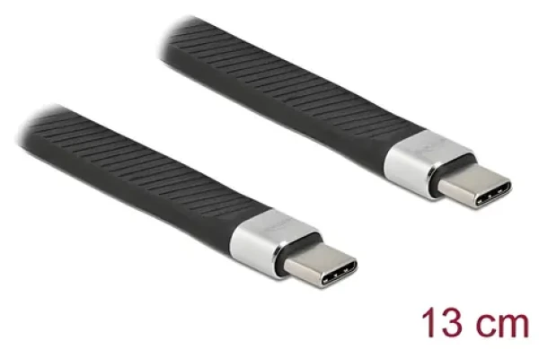 DeLock USB Type-C - USB Type-C 13 cm čierna / FPC plochý stuhový kábel / USB 3.2 Gen 2 / PD 5 A / 10 Gbit / s (86939)