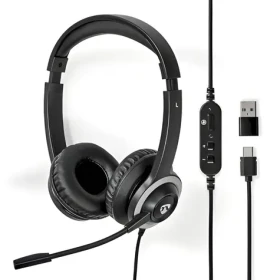 Nedis PC slúchadlá čierna / Slúchadlá / Na uši / Skladací mikrofón / USB-C / USB-A (CHSTU310BK)