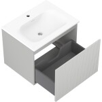 MEXEN/S - Rivel kúpeľňová skrinka 60 cm s umývadlom Vela, 1 šuplík, reliéf, šedá mat/biela mat 91A20-06047-1-BF62-W23M01