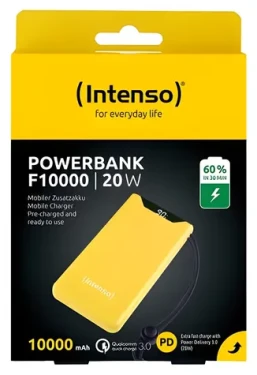INTENSO F10000 žltá / Powerbanka / 10000 mAh / USB-C PD / USB-A QC3.0 / 20W (7332039)