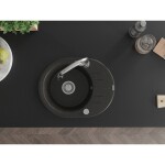 MEXEN/S MEXEN/S - Kevin granitový drez 1 s odkvapkávačom vrátane batérie Elia, čierna/zlatá metalik 6517-75-670101-00