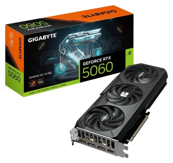 GIGABYTE GeForce RTX 5060 GAMING OC V2 / Grafická karta / 2602MHz / 8GB GDDR7 / 128-bit / 1x HDMI + 3x DP / 550W (GV-N5060GAMING OCV2-8GD)