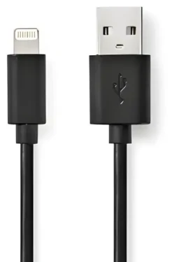 Nedis čierna / Dátový kábel / USB-A (M) - Lightning (M) / USB 2.0 / 480 Mbps / 1 m (CCGB39300BK10)