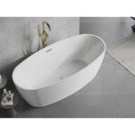 MEXEN/S - Lira voľne stojaca vaňa vzor 170 x 80, biela, sifón a prepad zlatá kartáčovaná 52831708000-55