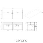 CERANO - Kúpeľňová skrinka Velora - čierna matná, úchytka zlatá + doska z lit. mramoru Elanys - 12 mm - biela matná - 120x54,2x46,5 CER-679439