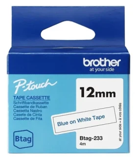 Brother BTAG-233 / Páska do tlačiarne štítkov / modrá tlač / biely podklad / 12 mm / 4 m (BTAG233)