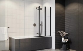 BESCO - Vaňová zástena PRIME 3 - FARBA rámu - Čierna, Rozmer A - 120 cm, Smer zatvárania - Univerzálny Ľavé / Pravé, Výplň - Číre bezpečnostné sklo - 5 mm BCPRIM12BC