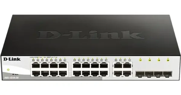 D-Link DGS-1210-20 / SMART switch / 16x gigabit RJ45 / 4X combo RJ45/SFP / bez ventilátora