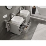 MEXEN/S - Rivel kúpeľňová skrinka pod umývadlo 50 cm s doskou, 2 zásuvky, reliéf, šedá mat 91A20-05047-2-BFFC62