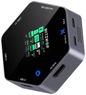 Blitzwolf BW-TH16 dokovacia stanica 8in1 sivá / LCD SMART Display / 2x USB-A / 3x USB-C / 1x HDMI / SD + TF (BW-TH16)