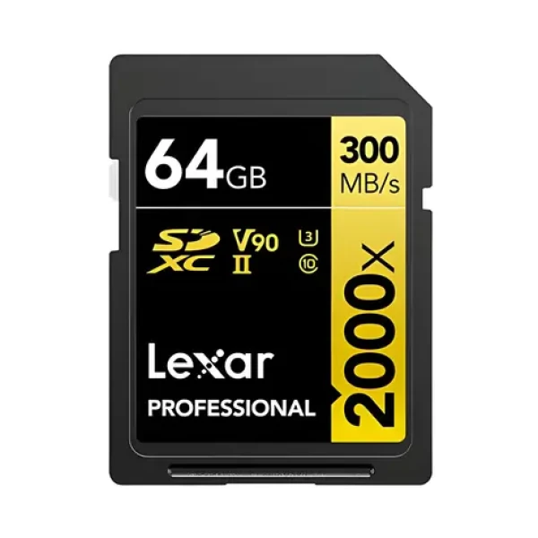 Lexar Professional 2000x SDXC 64GB / čítanie: 300 MB/s / zápis: 260 MB/s / UHS-II U3 / Class 10 / V90 (LSD2000064G-BNNNG)