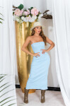 Sexy Koucla Basic Bandeau maxi šaty rozparkom Einheitsgroesse
