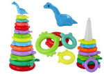 Mamido Girafí skladačka pyramídka 13 farebných kolies 43cm x 18cm x 18cm