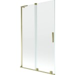 MEXEN/S - Velar L dvojkrídlová posuvná vaňová zástena 110 x 150, transparent, zlatá 896-110-003-01-50
