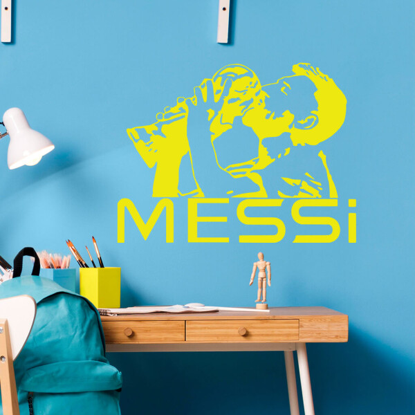 Veselá Stena Samolepka Lionel Messi pohár Farba: žlutá, Veľkosť: 40 x 30 cm