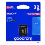 Goodram microSDHC 32GB + adaptér / Class 10 / UHS-I U1 / R: 100 MBs / W: 10 MBs / dopredaj (M1AA-0320R12)