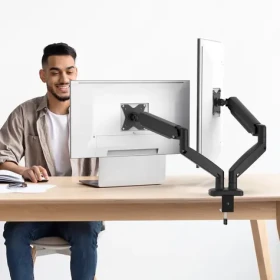 J5create Ergonomic Dual Monitor Mount čierna / Držiak monitorov / nosnosť 16 kg / 17-32" / rotácia 360° (JTSA102-N)