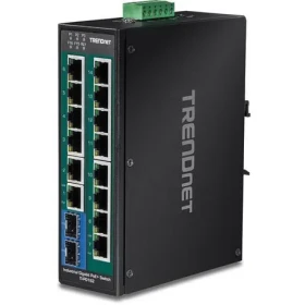 Trendnet 16-portový priemyselný PoE+ switch / Switch / 14x Gigabit PoE+ / 2x SFP / 240 W / unmanaged / DIN-Rail (TI-PG162)