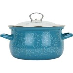 BELIS Smaltovaný hrnec so skl.pokrqou FLOWER 20 cm/3,6l - Belis - Belis
