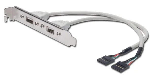 PremiumCord USB vývod z dosky na záslepku strieborná / Redukcia / 2x USB-A / 20 cm (kuzas)