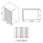 CERANO - Sprchová zástena Walk-in Moreli Ľ/P + polička/držiak na uteráky - čierna matná, transparentné sklo - 150x200 CER-543790